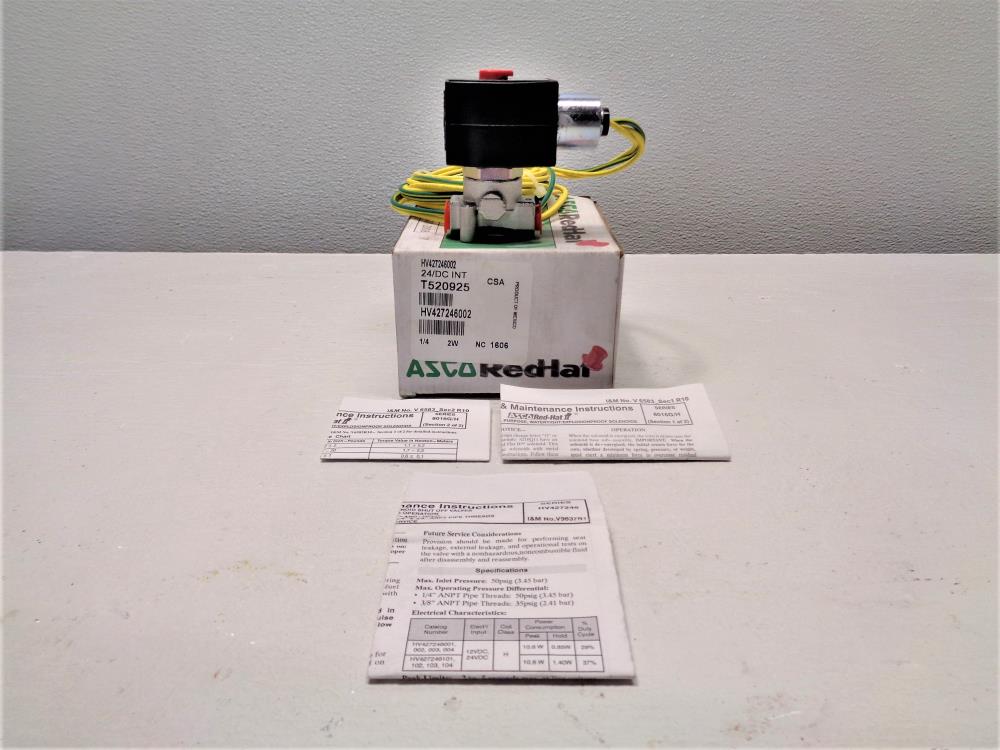 Asco Red-Hat 1/4" 2-Way Solenoid Valve EFHT8016H1 / HV427246002